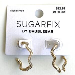 Zig Zag Hoop Earrings SUGARFIX by BaubleBar Crystal and Gold Tone NEW